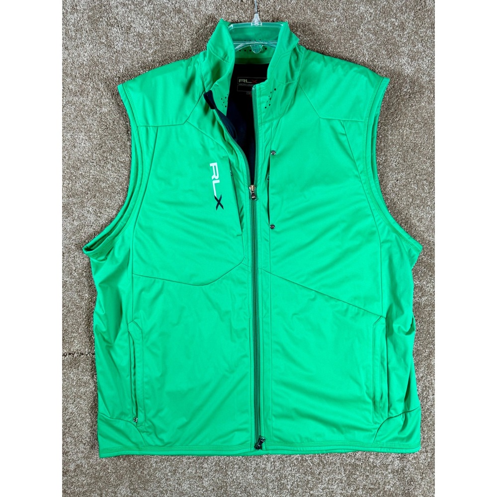 RLX Ralph Lauren Men's Golf Vest Green Full Zip Logo Pockets Size XXL‎ - Picture 2 of 11
